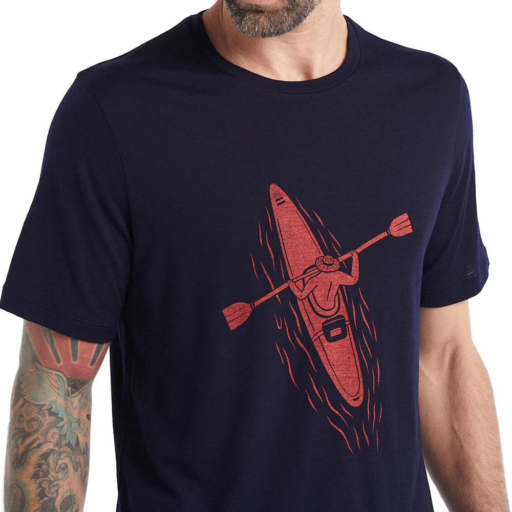 Icebreaker Merino Tech Lite II Mens T-Shirt Paddle Lines Navy Blue 5 Icebreaker Merino Tech Lite II Mens T-Shirt Paddle Lines Navy Blue - Image 3