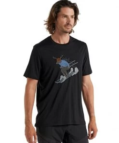Icebreaker Merino Tech Lite II Mens T-Shirt Ski Rider Black 2XL