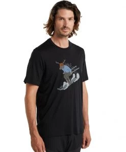 Icebreaker Merino Tech Lite II Mens T-Shirt Ski Rider Black 2XL -Cheap Icebreaker Shop 0a59j1001 4 1