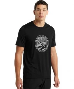 Icebreaker Merino Tech Lite II Mens T-Shirt Move To Natural Mountain Black