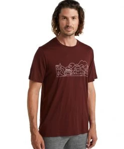 Icebreaker Merino Tech Lite II Mens T-Shirt Combi Ski Trip Island Espresso XL