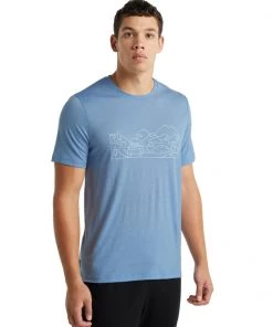 Icebreaker Merino Tech Lite II Mens T-Shirt Combi Ski Trip Island XL