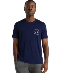 Icebreaker Merino Tech Lite II Mens T-Shirt Nature's Compass Royal Navy
