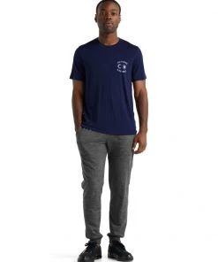 Icebreaker Merino Tech Lite II Mens T-Shirt Nature's Compass Royal Navy -Cheap Icebreaker Shop 0a59j8466 3