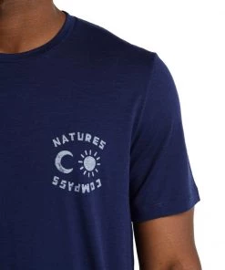 Icebreaker Merino Tech Lite II Mens T-Shirt Nature's Compass Royal Navy -Cheap Icebreaker Shop 0a59j8466 5