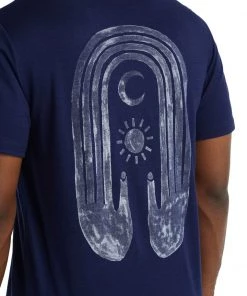 Icebreaker Merino Tech Lite II Mens T-Shirt Nature's Compass Royal Navy -Cheap Icebreaker Shop 0a59j8466 6