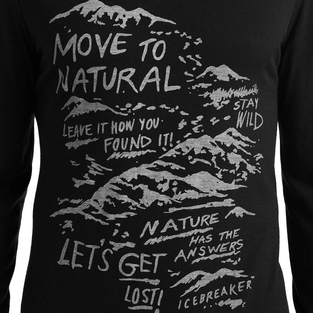 Icebreaker 200 Oasis LS Crewe Mens Top Travel Diaries Black 8 Icebreaker 200 Oasis LS Crewe Mens Top Travel Diaries Black - Image 6