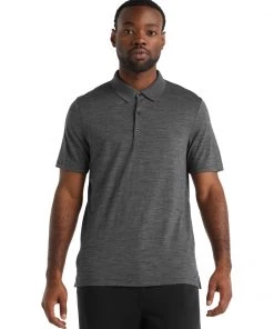 Icebreaker Merino Tech Lite II Mens Polo Shirt Gritstone Heather M