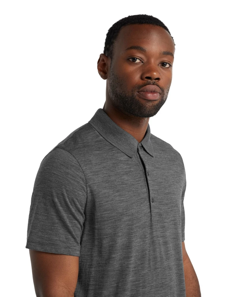 Icebreaker Merino Tech Lite II Mens Polo Shirt Gritstone Heather M 6 Icebreaker Merino Tech Lite II Mens Polo Shirt Gritstone Heather M - Image 4