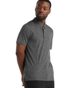 Icebreaker Merino Tech Lite II Mens Polo Shirt Gritstone Heather L -Cheap Icebreaker Shop 0a59lc004 5 1