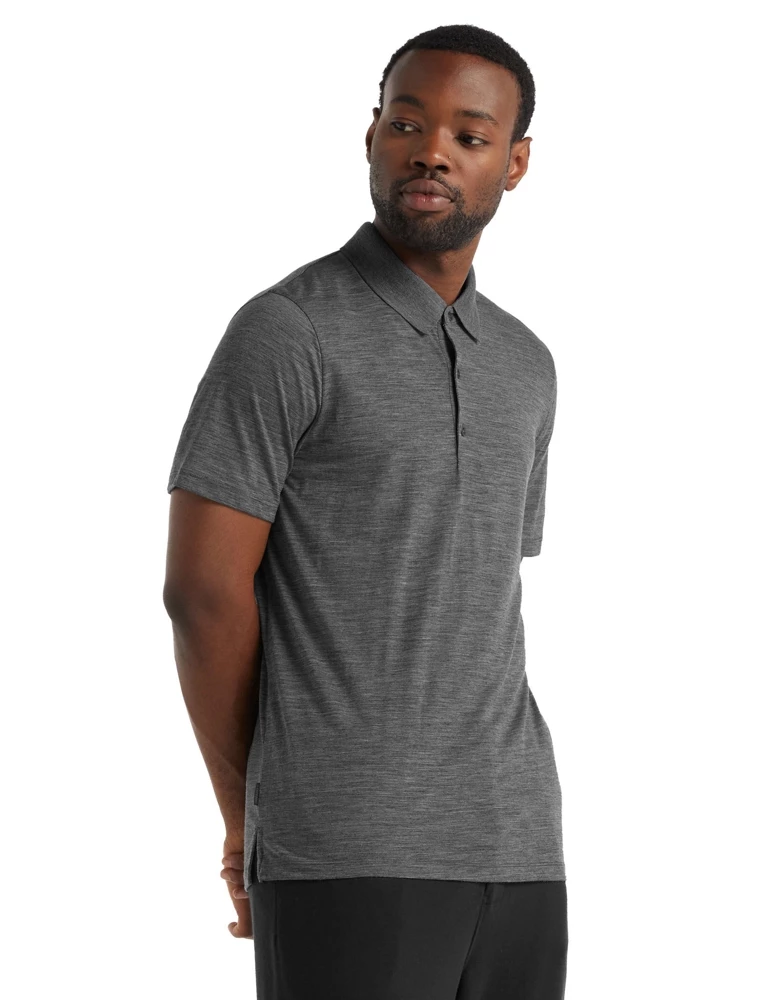 Icebreaker Merino Tech Lite II Mens Polo Shirt Gritstone Heather M 7 Icebreaker Merino Tech Lite II Mens Polo Shirt Gritstone Heather M - Image 5
