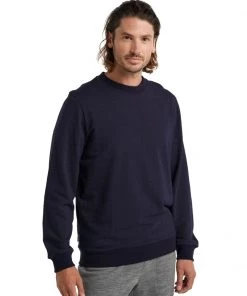 Icebreaker Merino Hybrid Central Mens Long Sleeve Sweatshirt Midnight Navy
