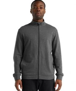 Icebreaker Merino Hybrid Central Mens Long Sleeve Zip Jacket Gritstone Heather