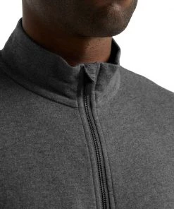 Icebreaker Merino Hybrid Central Mens Long Sleeve Zip Jacket Gritstone Heather -Cheap Icebreaker Shop 0a59lh004 7