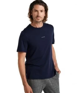 Icebreaker Merino Hybrid Central Mens T-Shirt Navy Blue