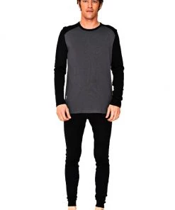 Icebreaker Mens Merino Thermal Long Sleeve Crewe Shirt Monsoon/Black 2XL