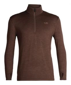 Icebreaker Mens Merino Original LS Half Zip Bronze Heather S