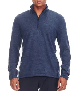 Icebreaker Mens Merino Original Long Sleeve Half Zip Shirt Fathom Heather 2XL