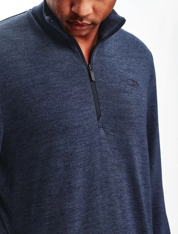 Icebreaker Mens Merino Original Long Sleeve Half Zip Shirt Fathom Heather 2XL 6 Icebreaker Mens Merino Original Long Sleeve Half Zip Shirt Fathom Heather 2XL - Image 4