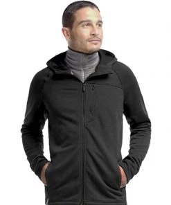 Icebreaker Mens Merino Sierra Plus Long Sleeve Zip Hoodie Black S