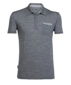 Icebreaker Mens Quattro II Short Sleeve Polo Shirt Gritstone Heather/Metro Heather 2XL