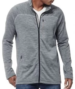 Icebreaker Mens Merino Mt Elliot Long Sleeve Zip Gritstone Heather/Black XL