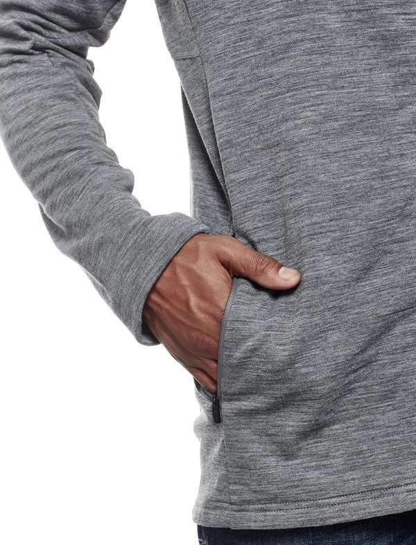 Icebreaker Mens Merino Mt Elliot Long Sleeve Zip Gritstone Heather/Black XL 6 Icebreaker Mens Merino Mt Elliot Long Sleeve Zip Gritstone Heather/Black XL - Image 4