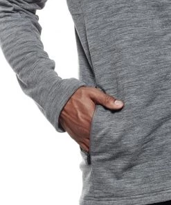 Icebreaker Mens Merino Mt Elliot Long Sleeve Zip Gritstone Heather/Black L -Cheap Icebreaker Shop 103453002 5