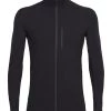 Icebreaker Mens Merino Descender Long Sleeve Zip Jacket Black XL