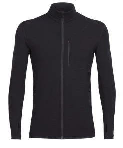 Icebreaker Mens Merino Descender Long Sleeve Zip Jacket Black XL
