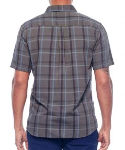 Icebreaker Mens Merino Hybrid Compass SS Shirt Metal/Monsoon Plaid L