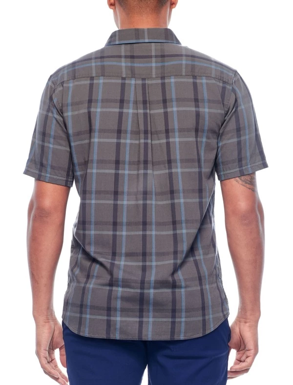 Icebreaker Mens Merino Hybrid Compass SS Shirt Metal/Monsoon Plaid M 4 Icebreaker Mens Merino Hybrid Compass SS Shirt Metal/Monsoon Plaid M - Image 2