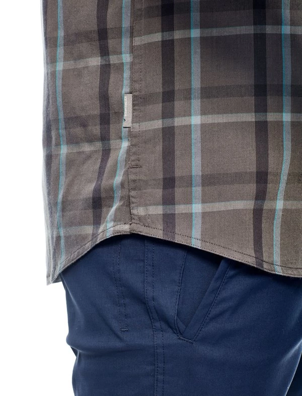 Icebreaker Mens Merino Hybrid Compass SS Shirt Metal/Monsoon Plaid M 8 Icebreaker Mens Merino Hybrid Compass SS Shirt Metal/Monsoon Plaid M - Image 6