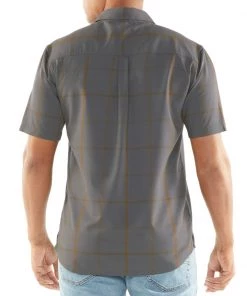 Icebreaker Merino Hybrid Mens Collared Dress Shirt Plaid Grey Ochre M -Cheap Icebreaker Shop 103611004 3