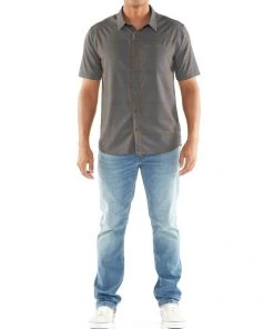 Icebreaker Merino Hybrid Mens Collared Dress Shirt Plaid Grey Ochre XL -Cheap Icebreaker Shop 103611004 4 2