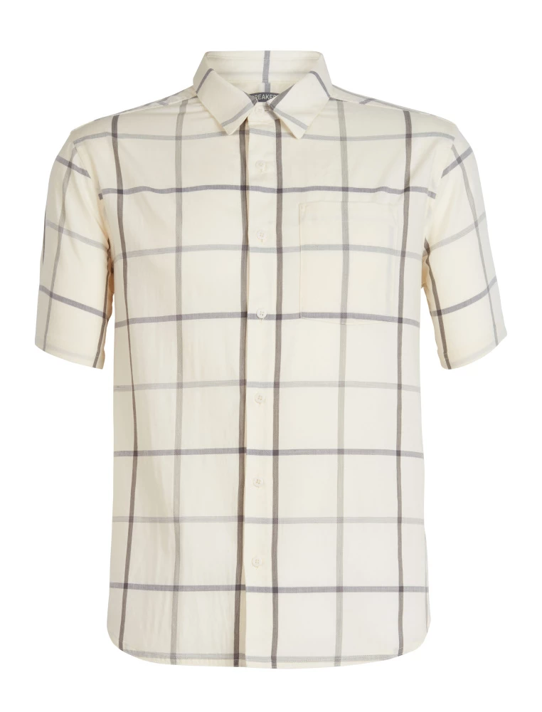Icebreaker Merino Hybrid Mens Collared Dress Shirt Plaid White Grey L 3 Icebreaker Merino Hybrid Mens Collared Dress Shirt Plaid White Grey L