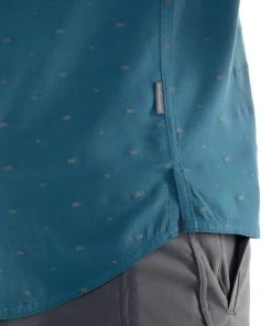 Icebreaker Merino Hybrid Mens Collared Dress Shirt Plaid Teal M -Cheap Icebreaker Shop 103611403 5
