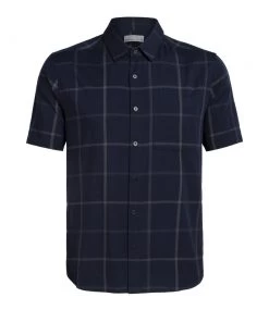 Icebreaker Merino Hybrid Mens Collared Dress Shirt Dark Blue Grey 2XL