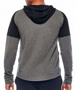 Icebreaker Mens Merino Hybrid Momentum LS Hoodie Black/Snow Heather L