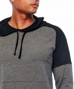 Icebreaker Mens Merino Hybrid Momentum LS Hoodie Black/Snow Heather L -Cheap Icebreaker Shop 103615003 5