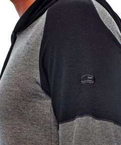 Icebreaker Mens Merino Hybrid Momentum LS Hoodie Black/Snow Heather L -Cheap Icebreaker Shop 103615003 6