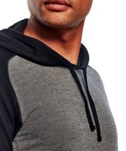 Icebreaker Mens Merino Hybrid Momentum LS Hoodie Black/Snow Heather L -Cheap Icebreaker Shop 103615003 7