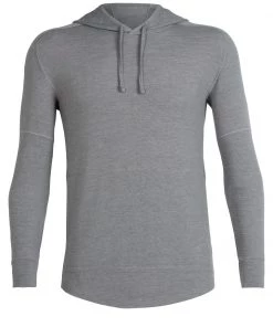 Icebreaker Merino Hybrid Momentum Long Sleeve Mens Hoodie Fossil/Snow Heather M