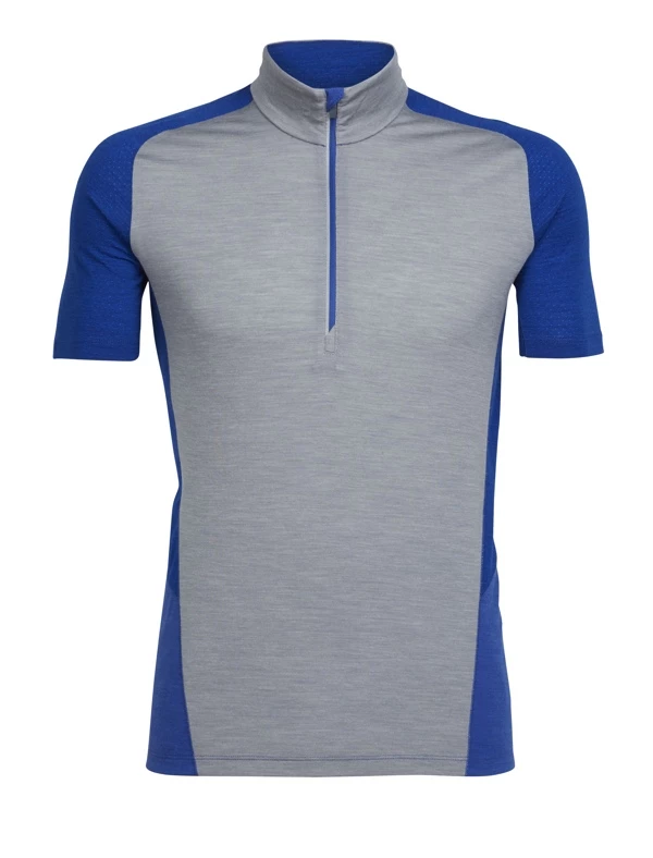 Icebreaker Mens Strike Lite Short Sleeve Half Zip Shirt Fossil/Cobalt 2XL 3 Icebreaker Mens Strike Lite Short Sleeve Half Zip Shirt Fossil/Cobalt 2XL