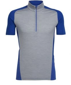 Icebreaker Mens Strike Lite Short Sleeve Half Zip Shirt Fossil/Cobalt M