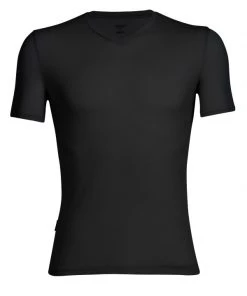 Icebreaker Mens Merino Anatomica Short Sleeve V Black/Monsoon