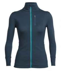 Icebreaker Womens Merino Rush Long Sleeve Zip Harmony/Nautical S
