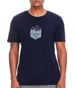 Icebreaker Mens Merino Tech Lite Crewe Shirt Crest Navy XL