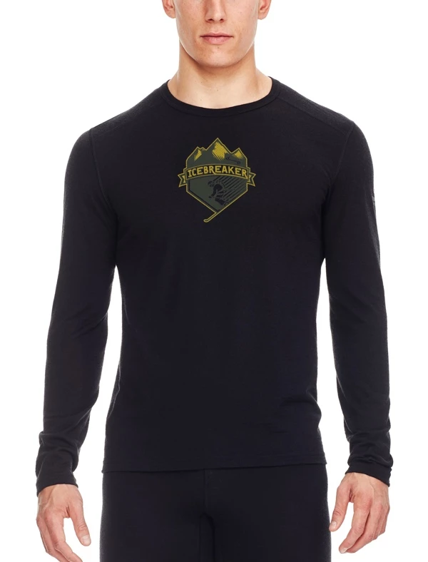 Icebreaker Mens Merino Oasis Long Sleeve Crewe Shirt Ski Crest Black M 3 Icebreaker Mens Merino Oasis Long Sleeve Crewe Shirt Ski Crest Black M