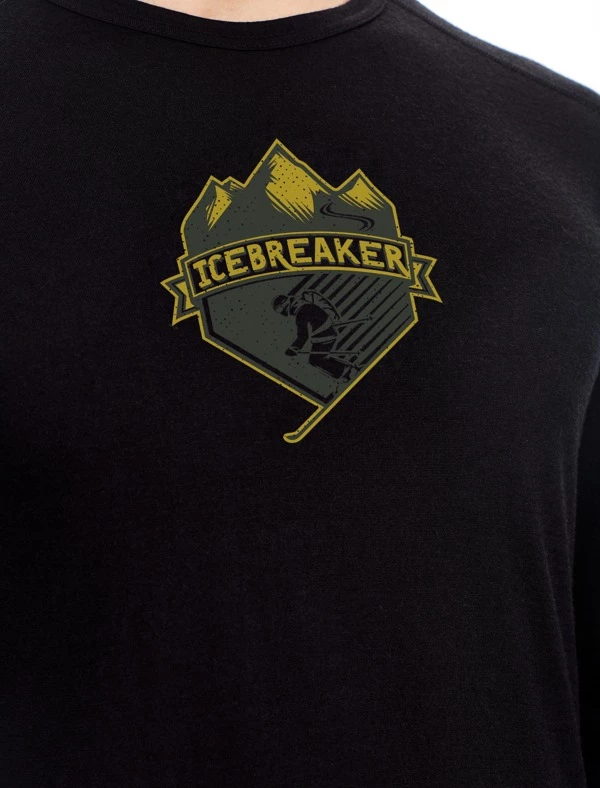Icebreaker Mens Merino Oasis Long Sleeve Crewe Shirt Ski Crest Black M 6 Icebreaker Mens Merino Oasis Long Sleeve Crewe Shirt Ski Crest Black M - Image 4